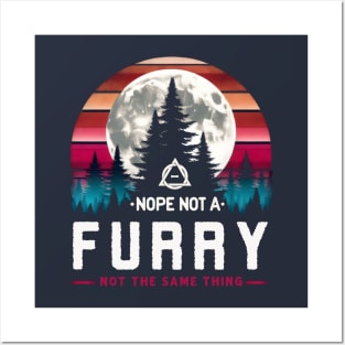 Nope Not A Furry Not The Same Thing Therian Otherkin Fir Pun Posters and Art